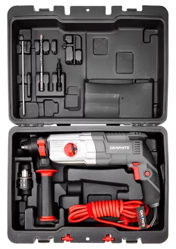 GRAPHITE Fúrókalapács vésőfunkcióval, 800W, 2,8 J, SDS PLUS, Koffer (58G538)