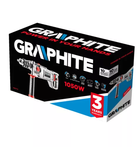GRAPHITE Ütvefúró 1050 W, 16mm-es fogas tokmány,Két fordulat/ütésszám tartomány (58G712)