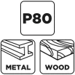 GRAPHITE Csiszolókorong lamellás 125x22,2mm, P80 fém, fa (58T122)
