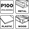 GRAPHITE Csiszolószivacs 70x25x100mm, P100 (58T162)