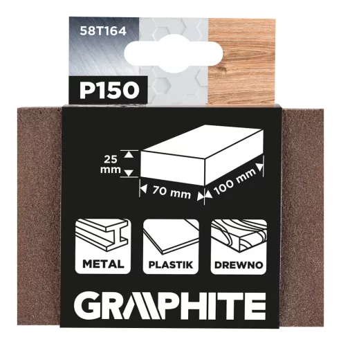 GRAPHITE Csiszolószivacs 70x25x100mm, P150 (58T164)