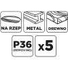 GRAPHITE Csiszolókorong tépőzáras 150mm, P36, 5db (58T170)