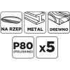 GRAPHITE Csiszolókorong tépőzáras 150mm, P80, 5db (58T173)
