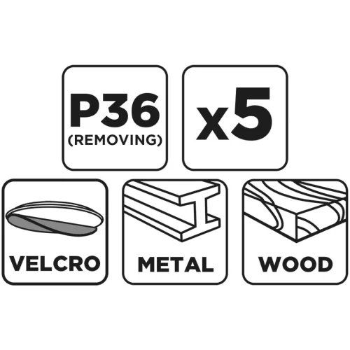 GRAPHITE Csiszolókorong tépőzáras 125mm, P36, 5db (58T179)