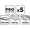GRAPHITE Csiszolókorong tépőzáras 125mm, P60, 5db (58T181)