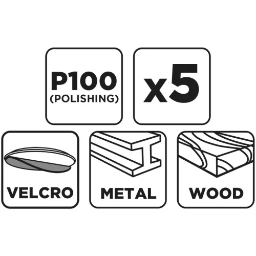 GRAPHITE Csiszolókorong tépőzáras 125mm, P100, 5db (58T183)