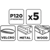 GRAPHITE Csiszolókorong tépőzáras 125mm, P120, 5db (58T184)