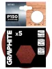 GRAPHITE Csiszolókorong tépőzáras 125mm, P150, 5db (58T185)
