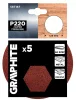 GRAPHITE Csiszolókorong tépőzáras 125mm, P220, 5db (58T187)