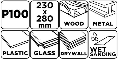 GRAPHITE Vizes csiszolópapír, 230x280mm, P100, min.rendelés: 5db (58T212)