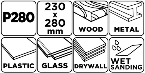 GRAPHITE Vizes csiszolópapír, 230x280mm, P280, min.rendelés: 5db (58T218)