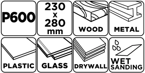 GRAPHITE Vizes csiszolópapír, 230x280mm, P600, min.rendelés: 5db (58T223)