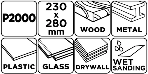GRAPHITE Vizes csiszolópapír, 230x280mm, P2000, min.rendelés: 5db (58T229)