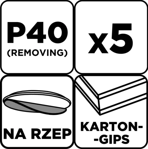 GRAPHITE Csiszolókorong perforált, tépőzáras 225mm, P40, 5db (58T270)