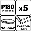 GRAPHITE Csiszolókorong perforált, tépőzáras 225mm, P180, 5db (58T276)