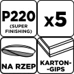 GRAPHITE Csiszolókorong perforált, tépőzáras 225mm, P220, 5db (58T277)