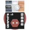 GRAPHITE Csiszolókorong tépőzáras 150mm, P150, 8 lyukas, 5db (58T280)
