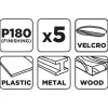 GRAPHITE Csiszolókorong tépőzáras 150mm, P180, 8 lyukas, 5db (58T281)