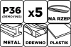 GRAPHITE Csiszolókorong tépőzáras 125mm, P36, 8 lyukkal, 5db (58T287)