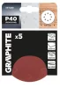 GRAPHITE Csiszolókorong tépőzáras 125mm, P40, 8 lyukkal, 5db (58T288)