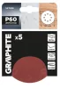 GRAPHITE Csiszolókorong tépőzáras 125mm, P60, 8 lyukkal, 5db (58T289)