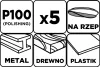 GRAPHITE Csiszolókorong tépőzáras 125mm, P100, 8 lyukkal, 5db (58T291)