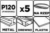 GRAPHITE Csiszolókorong tépőzáras 125mm, P120, 8 lyukkal, 5db (58T292)