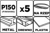 GRAPHITE Csiszolókorong tépőzáras 125mm, P150, 8 lyukkal, 5db (58T293)