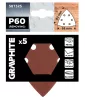 GRAPHITE Csiszolópapír tépőzáras deltacsiszolóhoz 93x93mm, P60, 6 lyukas, 5db (58T325)