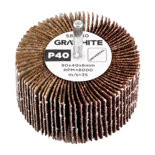 GRAPHITE Csiszolókerék csapos 80x40x6mm, P40 (58T380)