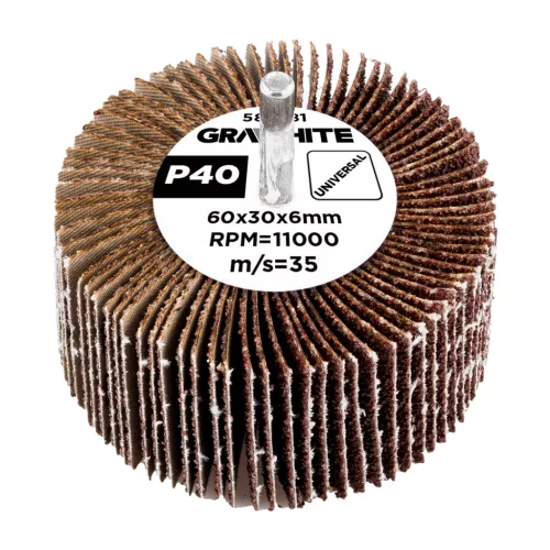 GRAPHITE Csiszolókerék csapos 60x30x6mm, P40 (58T381)