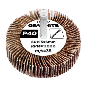 GRAPHITE Csiszolókerék csapos 60x15x6mm, P40 (58T387)