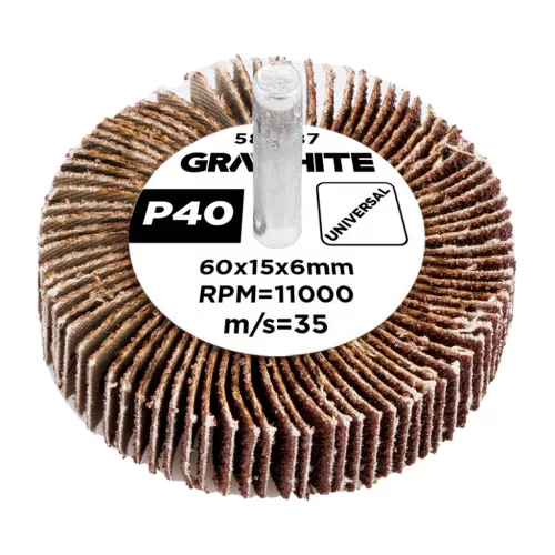 GRAPHITE Csiszolókerék csapos 60x15x6mm, P40 (58T387)