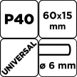 GRAPHITE Csiszolókerék csapos 60x15x6mm, P40 (58T387)