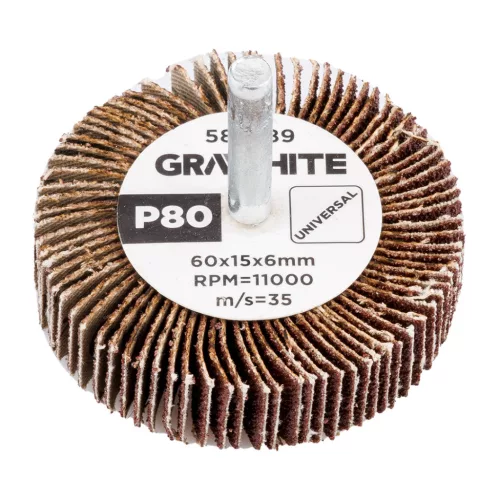 GRAPHITE Csiszolókerék csapos 60x15x6mm, P80 (58T389)