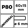 GRAPHITE Csiszolókerék csapos 60x15x6mm, P80 (58T389)
