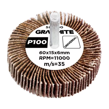 GRAPHITE Csiszolókerék csapos 60x15x6mm, P100 (58T390)
