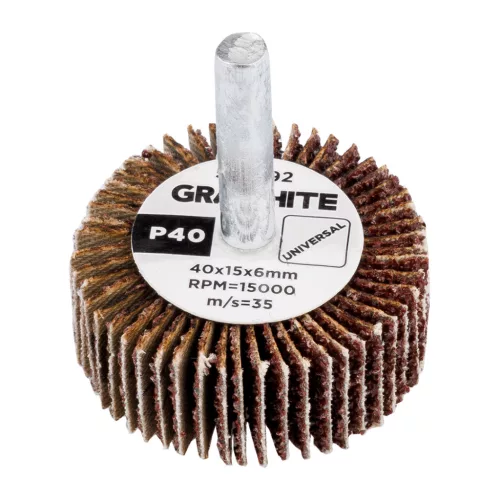 GRAPHITE Csiszolókerék csapos 40x15x6mm, P40 (58T392)