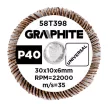 GRAPHITE Csiszolókerék csapos 30x10x6mm, P40 (58T398)