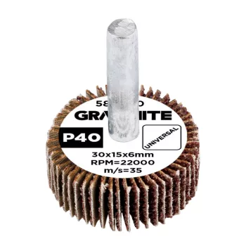 GRAPHITE Csiszolókerék csapos 30x15x6mm, P40 (58T400)