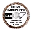 GRAPHITE Csiszolókerék csapos 30x15x6mm, P40 (58T400)