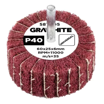 GRAPHITE Csiszolókerék csapos 60x25x6mm, P40 (58T405)