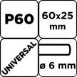 GRAPHITE Csiszolókerék csapos 60x25x6mm, P60 (58T406)