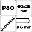 GRAPHITE Csiszolókerék csapos 60x25x6mm, P80 (58T407)