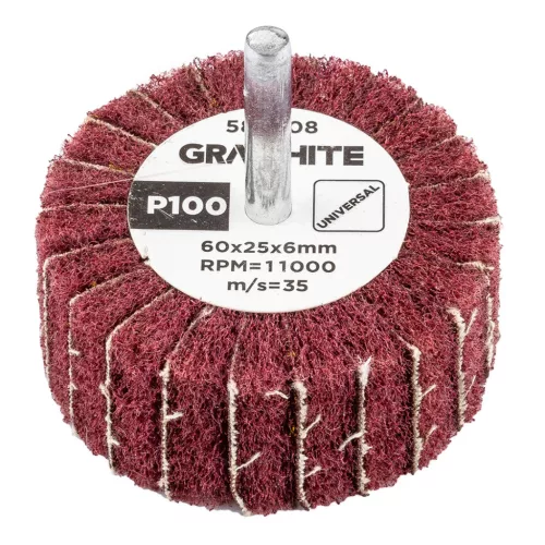 GRAPHITE Csiszolókerék csapos 60x25x6mm, P100 (58T408)