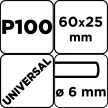 GRAPHITE Csiszolókerék csapos 60x25x6mm, P100 (58T408)