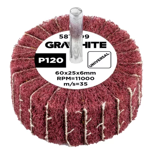 GRAPHITE Csiszolókerék csapos 60x25x6mm, P120 (58T409)