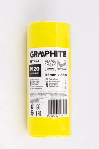 GRAPHITE Csiszolópapír tekercs 2,5mx115mm, P120 (58T424)