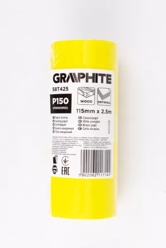 GRAPHITE Csiszolópapír tekercs 2,5mx115mm, P150 (58T425)