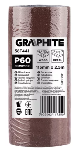 GRAPHITE Csiszolóvászon tekercs 2,5mx115mm, P41 (58T441)